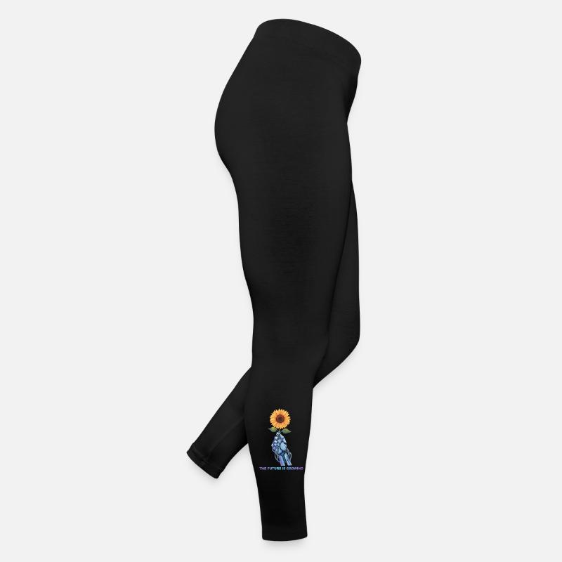 Cyber-Organic Robot Hand Sunflower Design Women’s Jersey Leggings