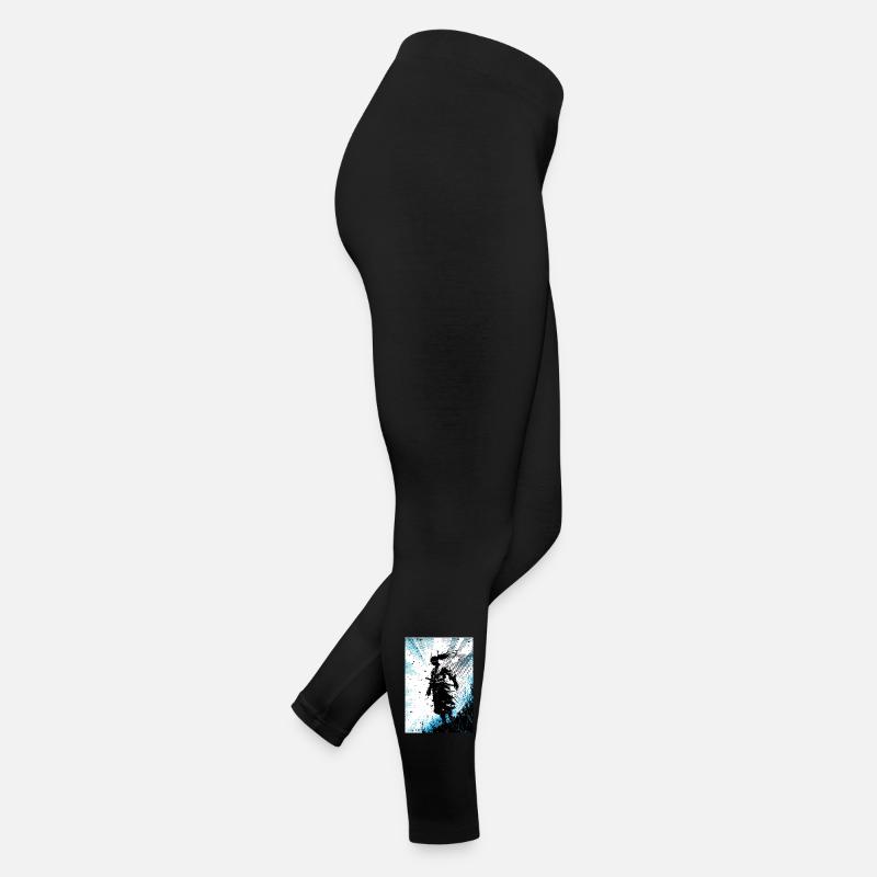 Blue halftone wind warrior silhouette Women’s Jersey Leggings