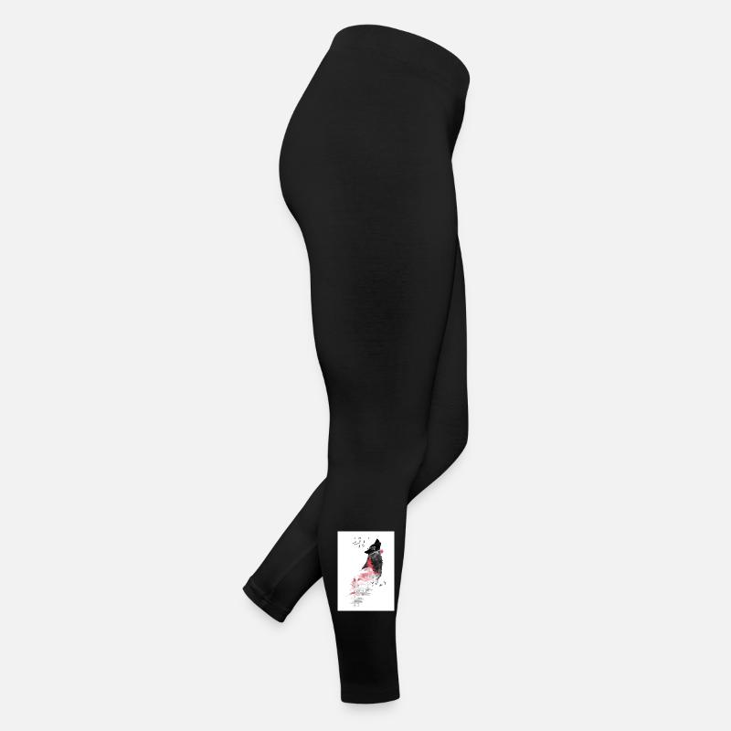 Wolf silhouette and winter forest Women’s Jersey Leggings