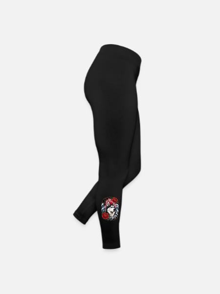 Siberian Husky im japanischen Irezumi Stil - Frauen Jersey Leggings - Schwarz - Rechts