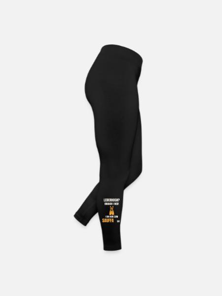 Lederhosn Brauch i ned - Sauffa Spruch Tracht - Frauen Jersey Leggings - Schwarz - Rechts