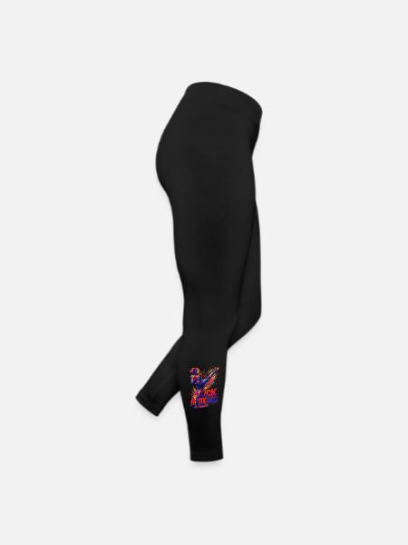 Power-Kick: Bunte Kickboxerin für starke Frauen - Frauen Jersey Leggings - Schwarz - Rechts