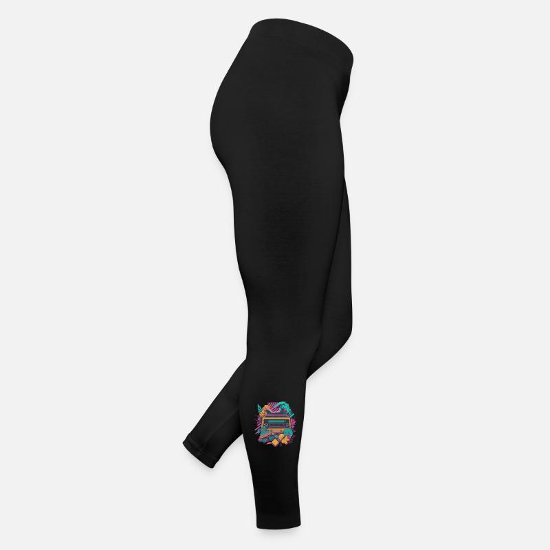 Retro cassette player with a psychedelic nature Women’s Jersey Leggings