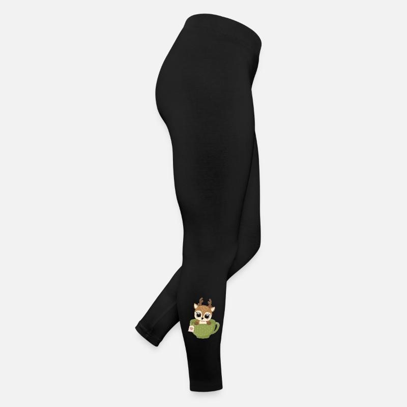 Fawn in Tea Mug Funny Forest Tea Drinker Women’s Jersey Leggings