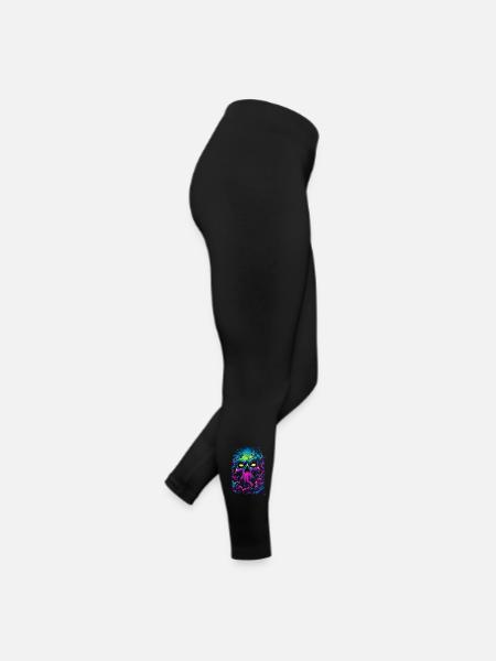 Neon skull in a sea of fog - Women’s Jersey Leggings - black - Right