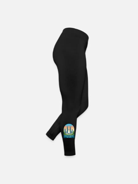 Kuala Lumpur Malaysia Vintage Travel Illustration - Women’s Jersey Leggings - black - Right