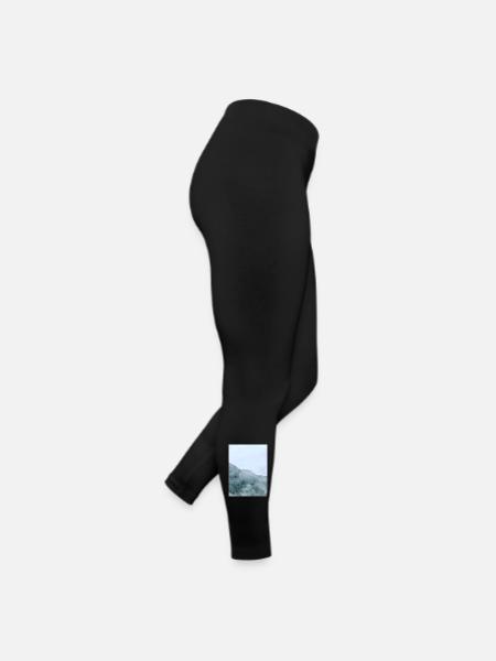 Paysage brouillard de la montagne Brumeuse - Legging en jersey Femme - noir - Droite