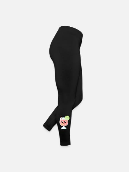 Pink summer drink with lime in aperitif glass - Women’s Jersey Leggings - black - Right