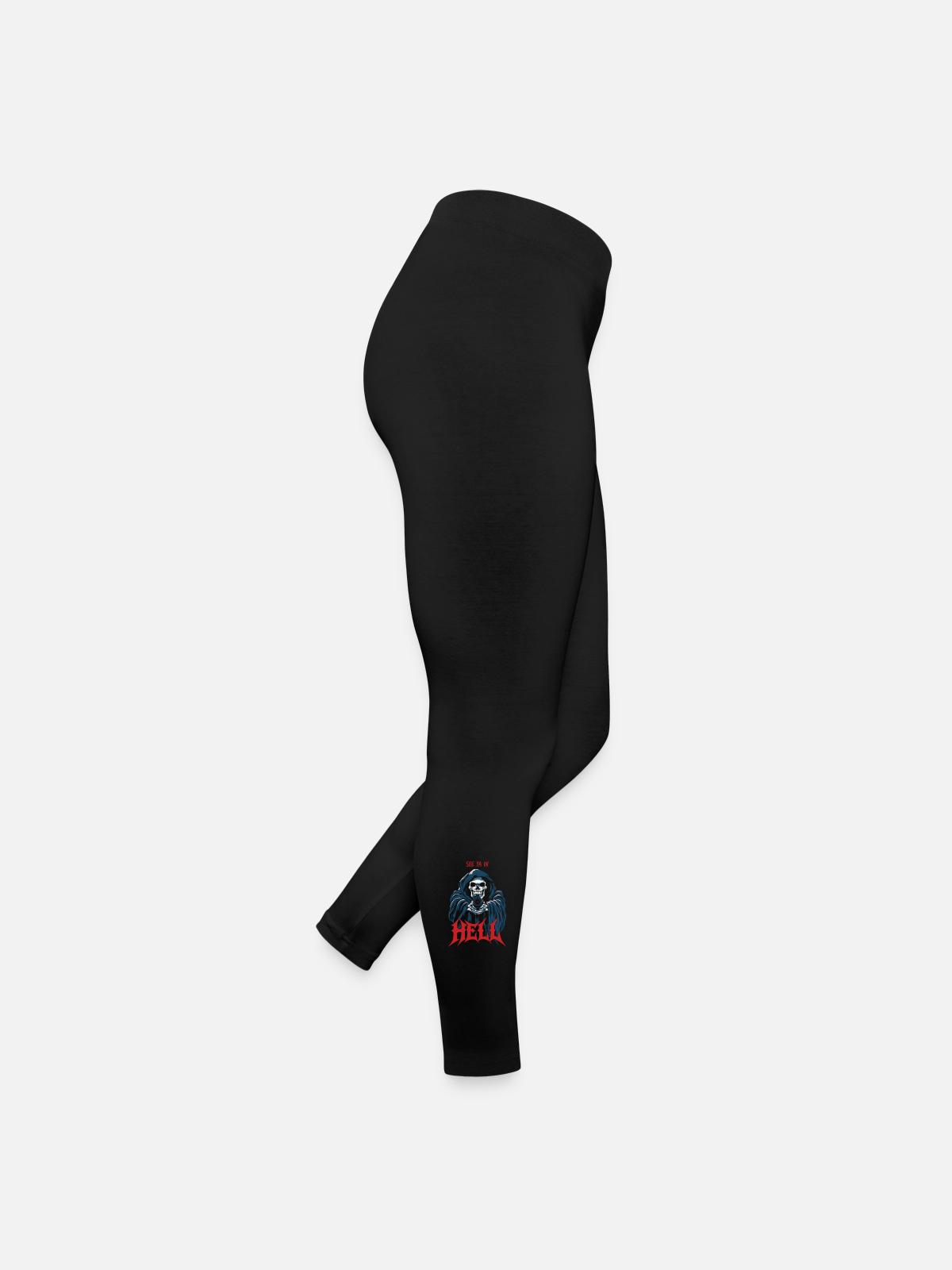 See ya in hell - Frauen Jersey Leggings - Schwarz - Rechts