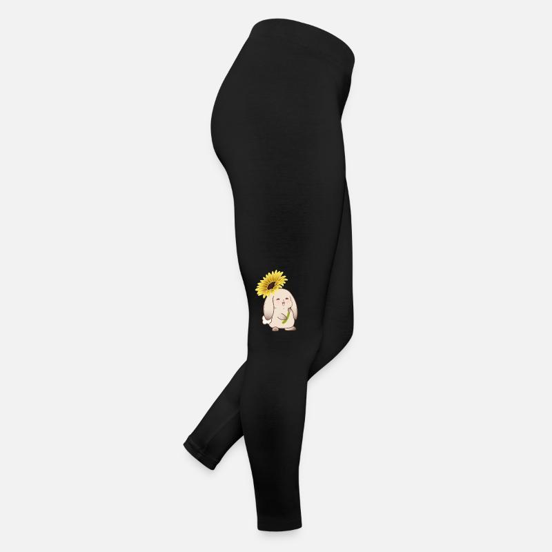Adorable Bunny Picking Sunflowers Women’s Jersey Leggings