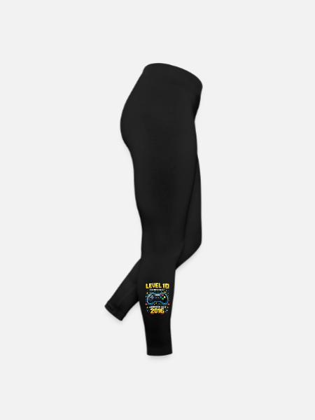 10. Geburtstag 2016 Level 10 Junge Gamer Lustig - Frauen Jersey Leggings - Schwarz - Rechts