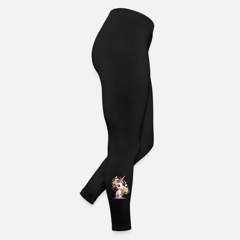 Unicorn mit Blumenkranz – Pastellfarben Frauen Jersey Leggings
