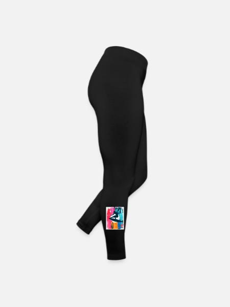 Surf-Silhouette im tropischen Sonnenuntergang - Frauen Jersey Leggings - Schwarz - Rechts