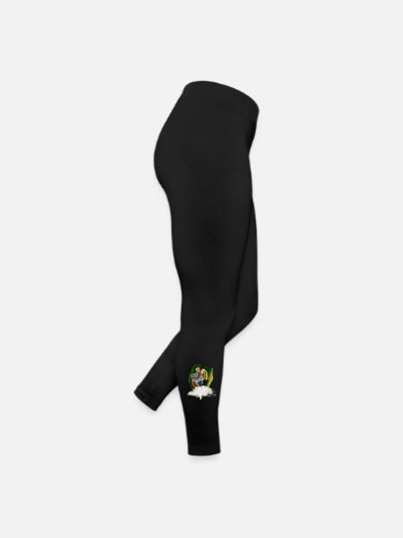 Collage exotique surréaliste avec perroquet et feuilles - Legging en jersey Femme - noir - Droite