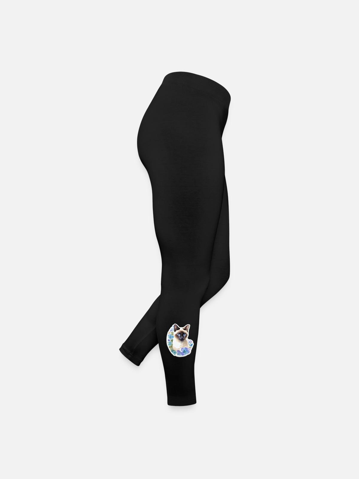 Siamese cat - Women’s Jersey Leggings - black - Right
