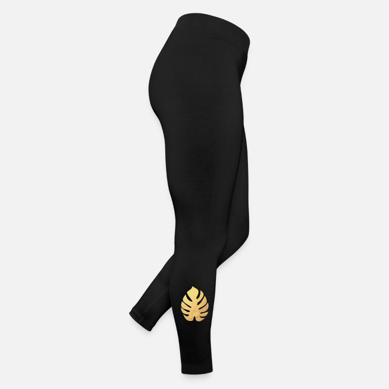 Feuille de Philodendron Or Botanique Nature Flore Organique Legging en jersey Femme