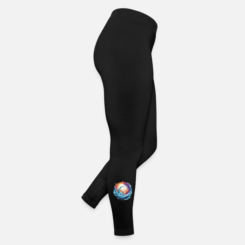 Vague dynamique et cercle de lune Legging en jersey Femme