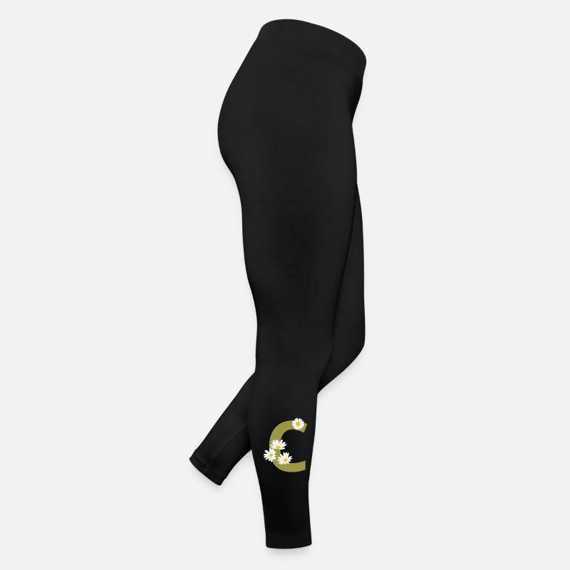 Letter c green daisies Women’s Jersey Leggings
