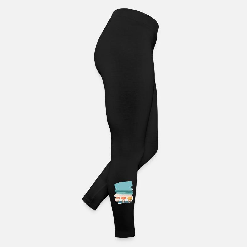 Bunter Strand mit Sonnenschirmen Frauen Jersey Leggings
