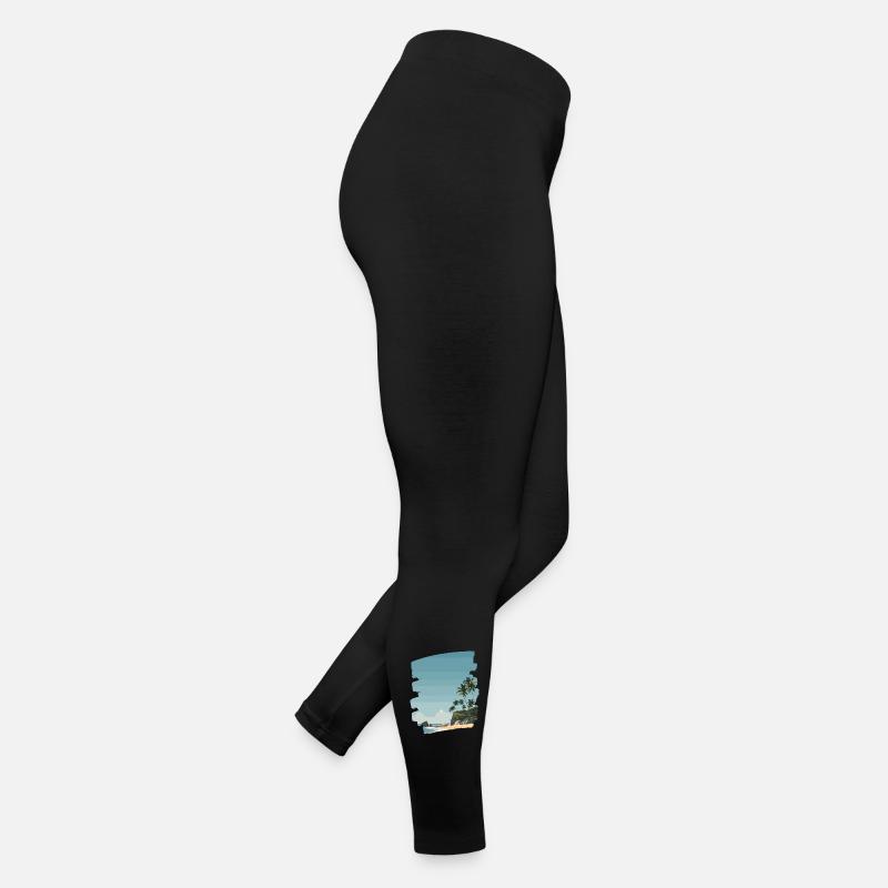 Sonnenuntergangsstrand mit Palmen Frauen Jersey Leggings