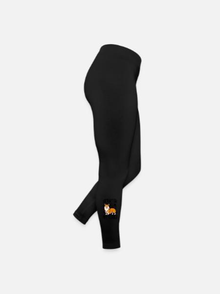 Corgi Pop Art auf Schwarz - Frauen Jersey Leggings - Schwarz - Rechts