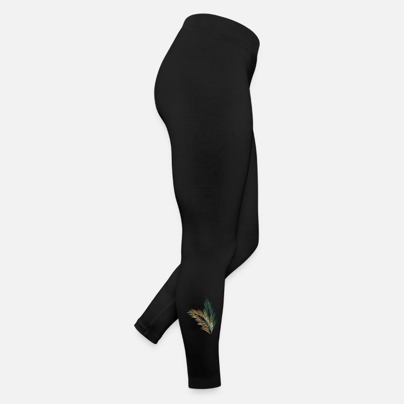 ein grünes und ein goldenes Palmenblatt Frauen Jersey Leggings
