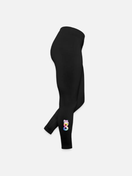 Unicorn with rainbow number 8th birthday - Women’s Jersey Leggings - black - Right