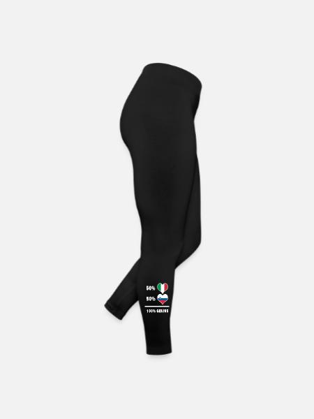 Slowenien und Italien Flaggen 100% genial - Frauen Jersey Leggings - Schwarz - Rechts