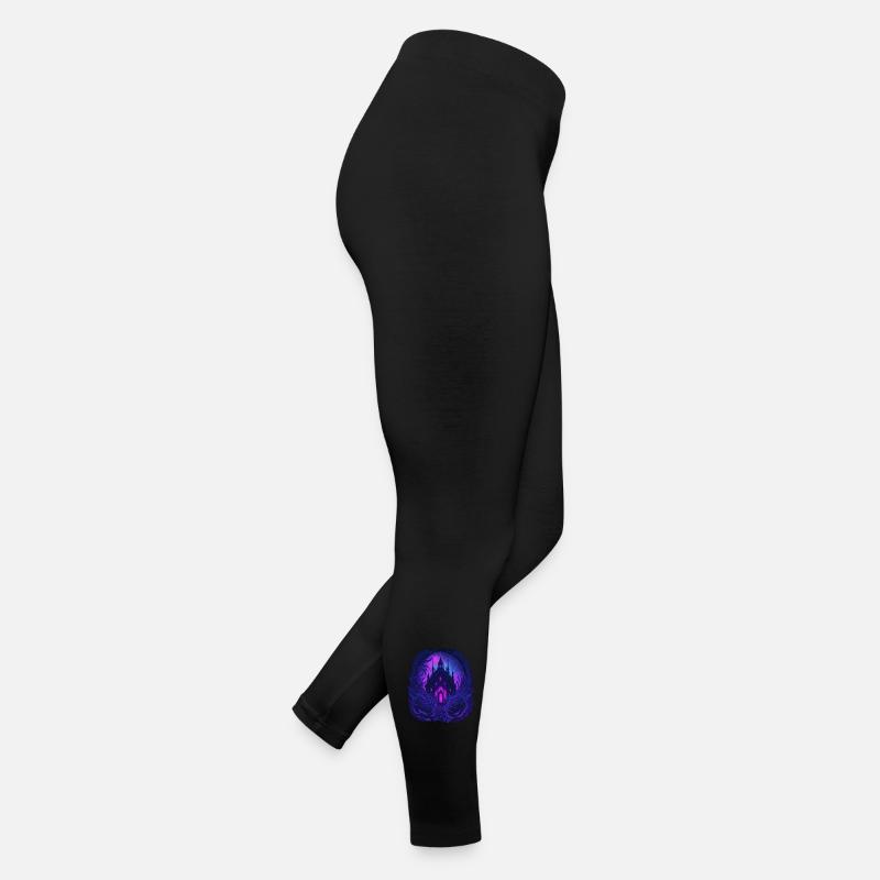 neon gothic gothic castle with roses Women’s Jersey Leggings