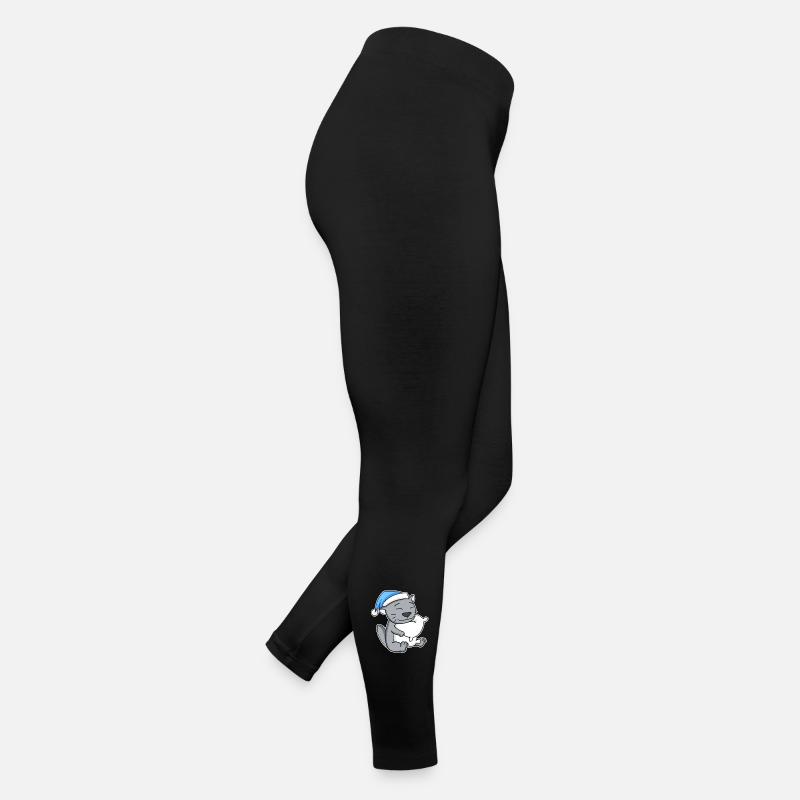 Dormir fatigué - Chat avec oreiller et bonnet somnolent Legging en jersey Femme