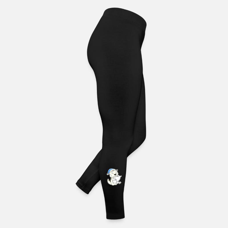 Dormir fatigué - Chat avec oreiller et bonnet somnolent Legging en jersey Femme