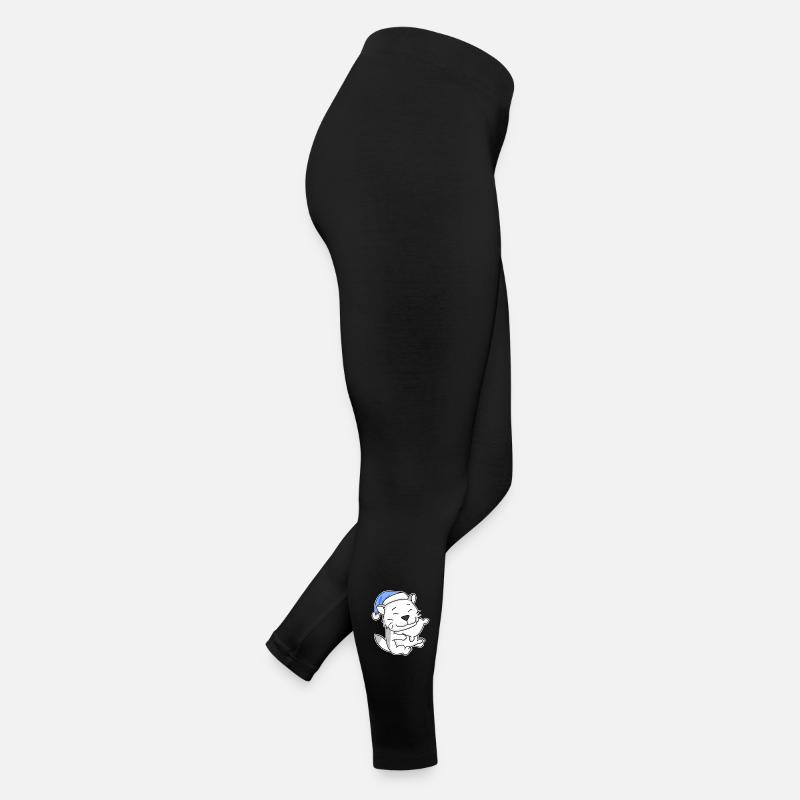 Dormir fatigué - Chat avec oreiller et bonnet somnolent Legging en jersey Femme