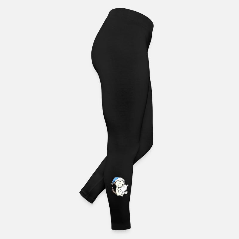 Dormir fatigué - Chat avec oreiller et bonnet somnolent Legging en jersey Femme