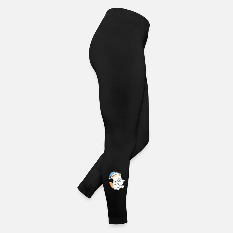 Dormir fatigué - Chat avec oreiller et bonnet somnolent Legging en jersey Femme