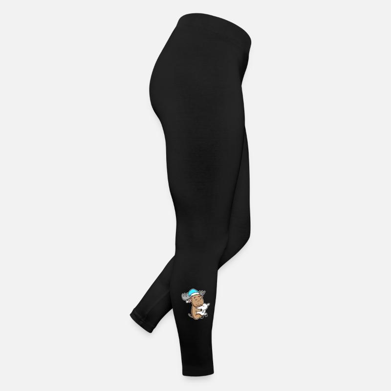 Moose with pillow and sleepy cap Women’s Jersey Leggings