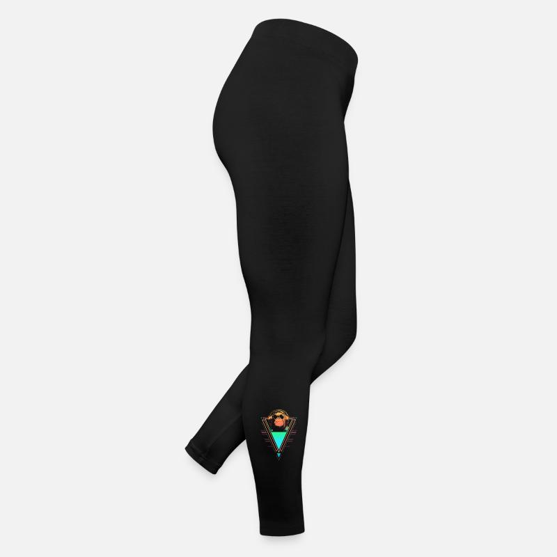 Chimpanzé Vaporwave Synthwave des années 90 80 coucher de soleil Legging en jersey Femme