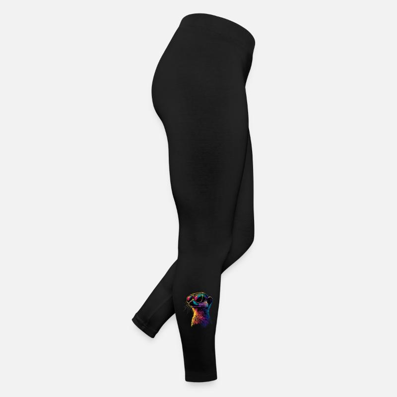 Erdmännchen Sonnenbrille Bunt Süßes Erdmännchen - Frauen Jersey Leggings - Schwarz
