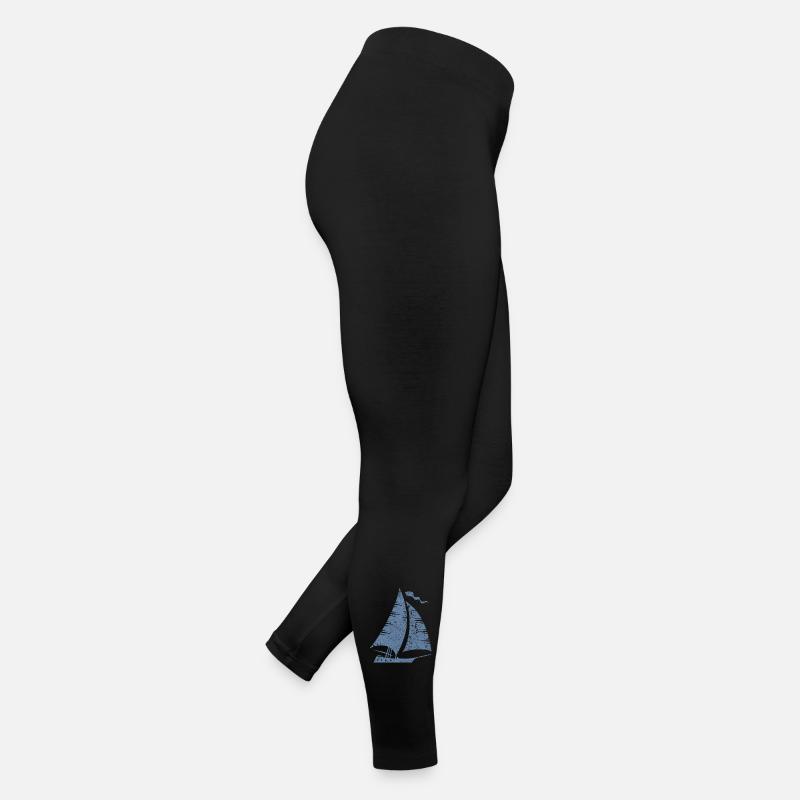 Segelboot Silhouette Minimalistisch Grunge Frauen Jersey Leggings