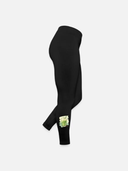 Matcha Latte Liebhaber Grüntee - Frauen Jersey Leggings - Schwarz - Rechts