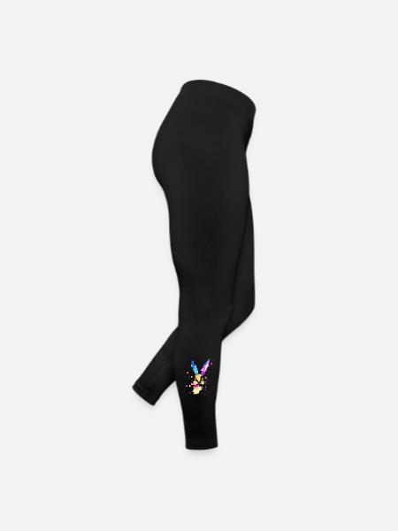 Abstract Watercolor Rabbit 🐇 - Women’s Jersey Leggings - black - Right