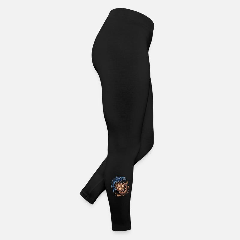 Yin Yang Koi Fish and Glowing Lotus Art Women’s Jersey Leggings