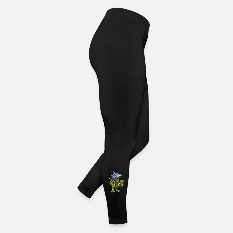 Hai-Samurai reitet auf T-Rex-Dinosaurier Frauen Jersey Leggings