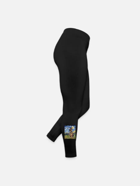 Berger Allemand Chien Chiens Van Gogh Style Nuit étoilée - Legging en jersey Femme - noir - Droite