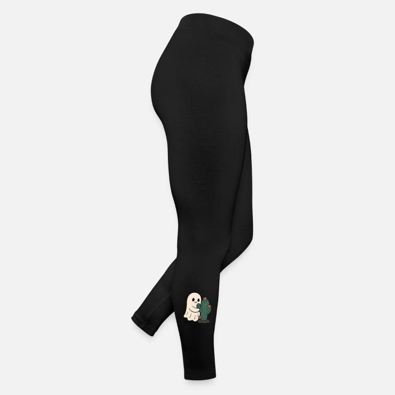 Ghost Hugging Cactus Flowers Women’s Jersey Leggings