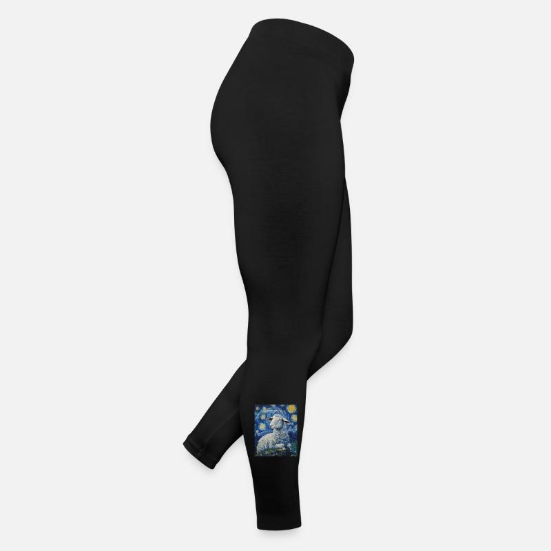 Sheep Van Gogh Style Starry Night Women’s Jersey Leggings