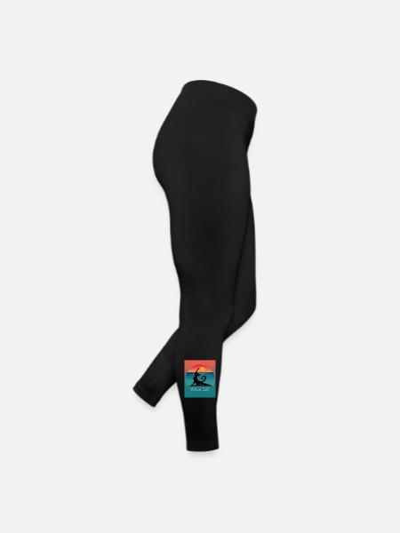 Yoga Cat – Entspanntes Design für Katzenfans - Frauen Jersey Leggings - Schwarz - Rechts