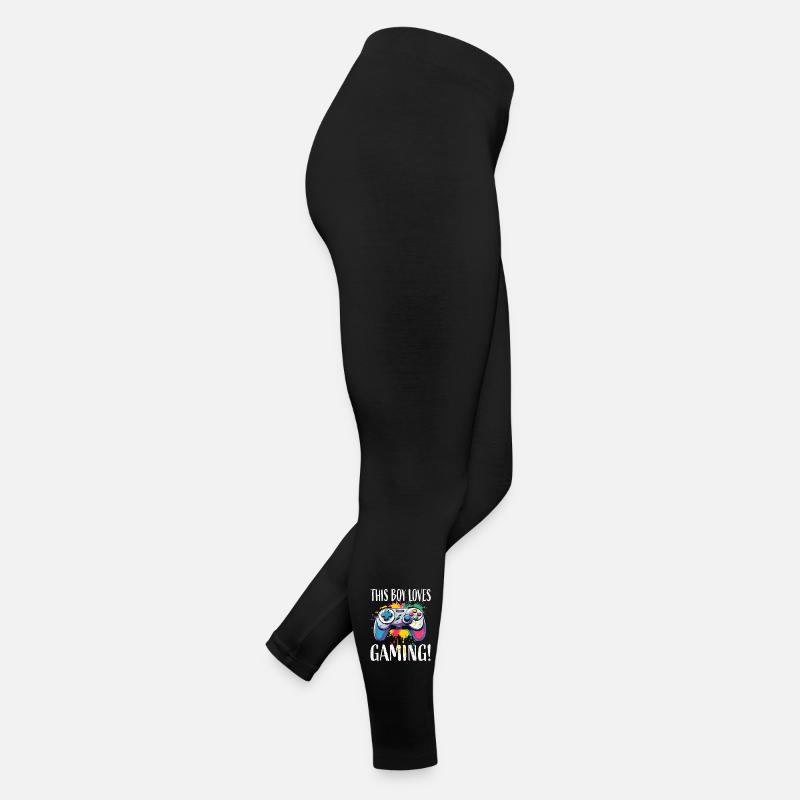 Junge liebt Gaming – bunte Controller-Splash Frauen Jersey Leggings