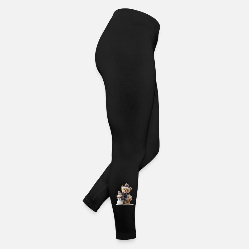 Teddy bear builds a snowman Women’s Jersey Leggings