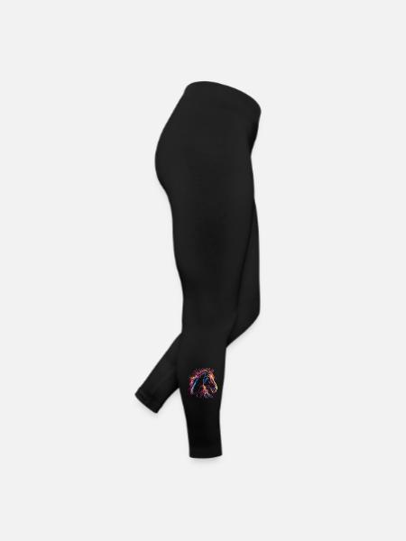 Portrait coloré de cheval dans un style artistique - Legging en jersey Femme - noir - Droite