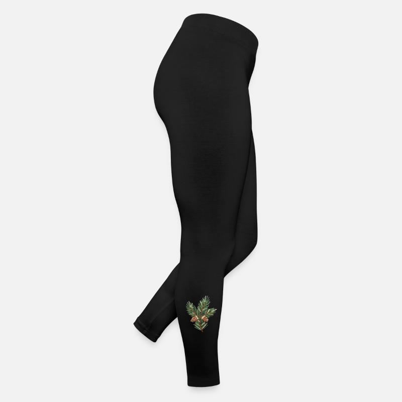 Embroidered Christmas branch – subtle green (printed) Women’s Jersey Leggings